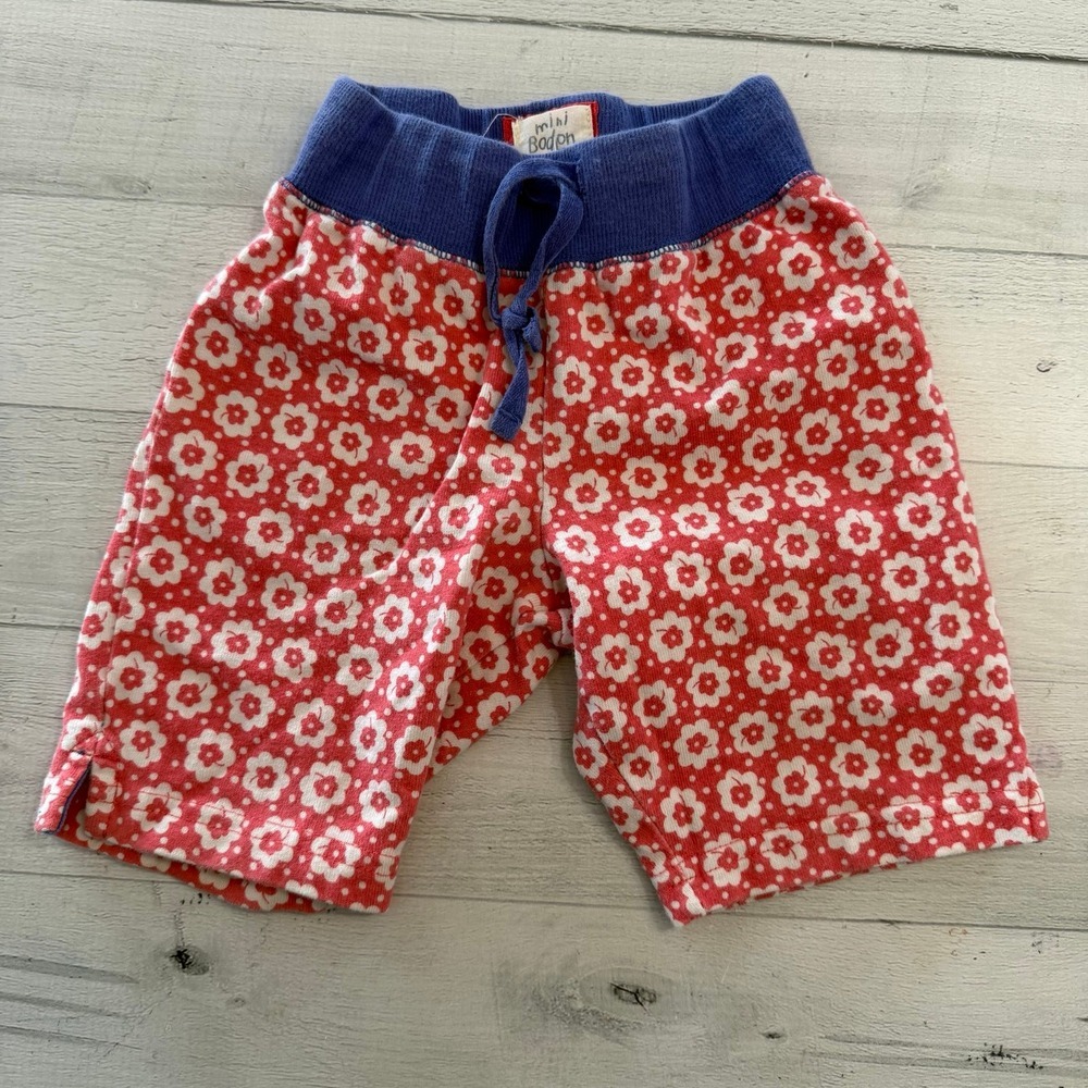 Mini Boden girls pink purple‎ floral cotton shorts size 2 years